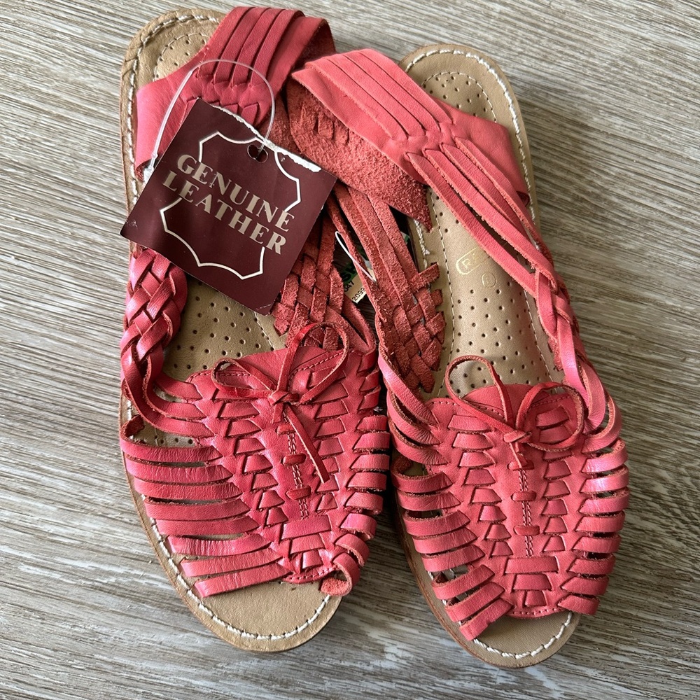 RAPALLO DESIGNER WOMENS VINTAGE PINK LEATHER SANDALS